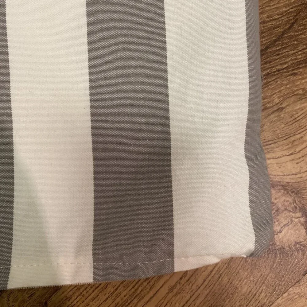 West Elm Gray & Off White Striped Indoor Outdoor Pillow Cover 23.5 x 20